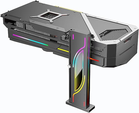 LICAEVEY RGB GPU Support Bracket with Magnetic Base - Adjustable Height ARGB Anti Sag Bracket, 5V 3PIN Vertical GPU Mount Holder for PC Graphics Card Stability (Black)