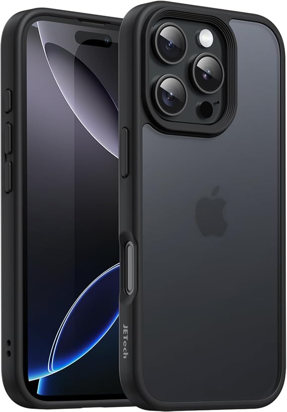 JETech Matte Case for iPhone 16 Pro Max, Black