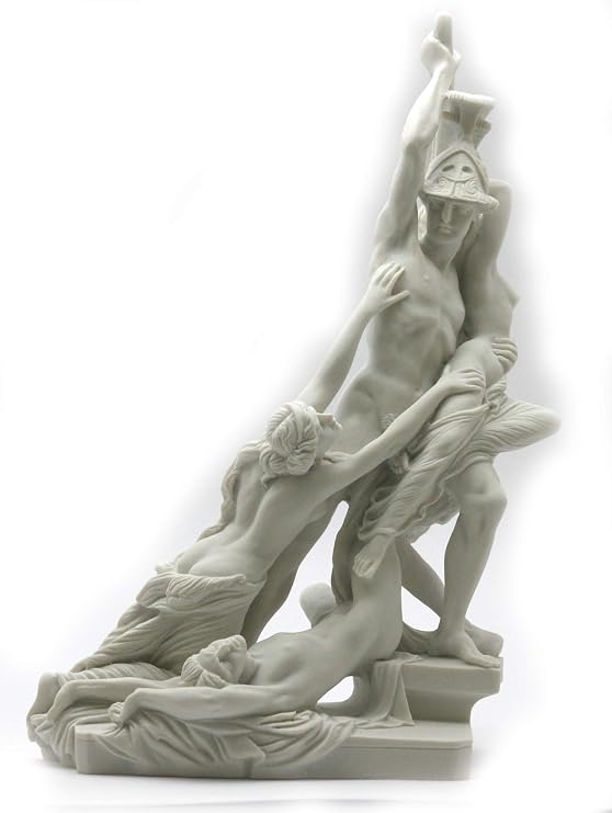 greekartshop The Rape of Polyxena Greek Hero Achilles Nude Handmade Cast Marble Statue Sculpture 7.87' inches