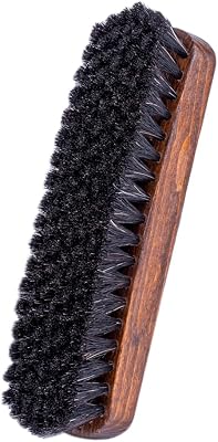 FootFitter Premium Horsehair Shoe Brush, Leather Cleaner for Buffing, Shining, Conditioning & Polishing, Shoe Care Essential Made in Germany Black