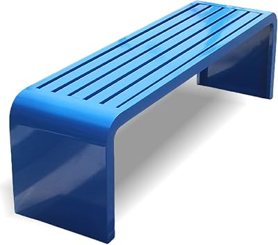 ARMERI Outdoor Bench, Anti-Rust Outdoor Backless Bench, Metal Weatherproof Front Porch Bench, 2-8 Person Porch Bench, Park Bench for Park, Swimming Pool, and Yard,Blue,100x40x45cm