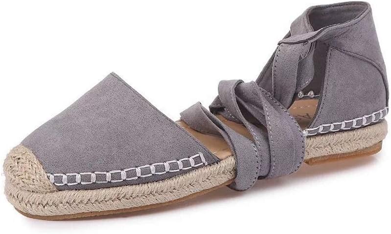 Flax Bow Tie Ballet Flats Women Flat Sandals Espadrilles Strapped Big Size