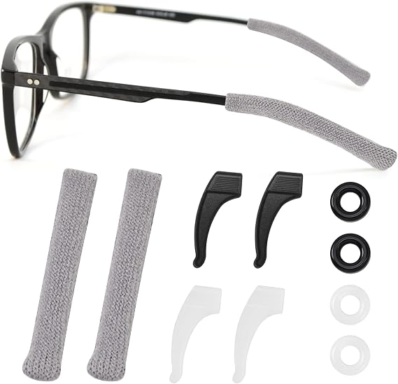 MUIIGOOD Eyeglass Ear Grips Soft Knitting Cotton Glasses Ear Cushion, Eyeglasses Temple Tips Sleeve