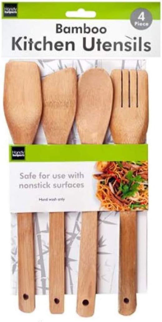 4 Piece Bamboo Kitchen Utensils Set