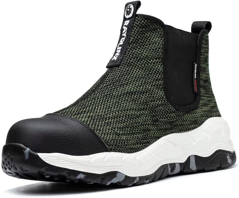 Steel Toe Boots for Men Women Black Lightweight Non Slip Mesh Breathable Safety Boots Industrial Construction Durable High Top Work Shoes