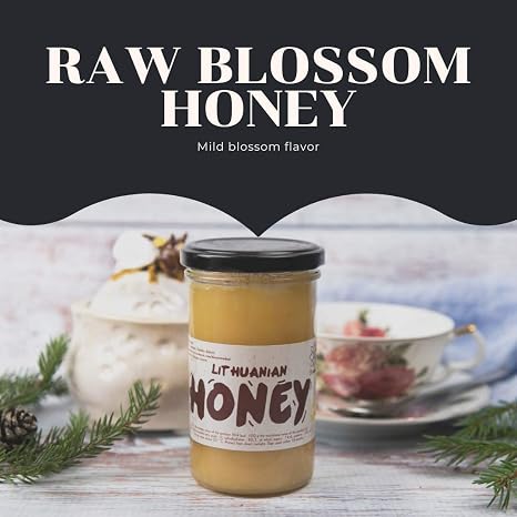 Pure raw honey organic wildflower 100% natural 350 g unfiltered unheated from non-absorbent fed bees with high concentration of protein minerals and natural acids