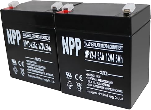 NPP 12V 4.5Ah Rechargeable Sealed Lead Acid Battery, NP12-4.5Ah F1 12Volt Fire Alarm Battery for DSC Security Panel, Power Patrol for Vista 20P ADT, Ride on Toys 2Pcs
