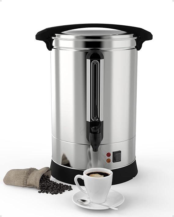 100 Cup Coffee Urn | 14L/3.8Gal Commercial Coffee Maker | Stainless Steel Hot Beverage Dispenser for Parties, Buffets, Weddings, and Events