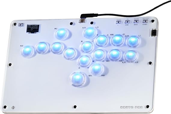 レバーレス アケコン レバーレスコントローラー レバーレスアケコン CosmoxGaming R16: 薄型ロープロ16ボタン格闘ゲームコントローラー 膝置き可 無遅延 R16 for PC Switch PS4 PS3 LEDライトDIY ホットスワップ & SOCD対応クリスタル薄型スイッチアーケードコントローラー 日本語説明書付き R16