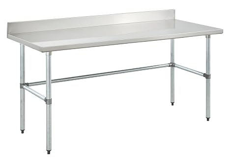 Kratos Stainless Steel Open Base Kitchen Prep Table 30"x72" with Cross-Bracing and Backsplash, NSF Worktable for Restaurants - 16ga/304SS