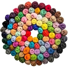 PurPlaisir 101 Color roving Yarn Fiber Wool Weaving is Used for DIY Crafts, Needle Felt Weaving is Used for Needle Felt Wool poking Fun