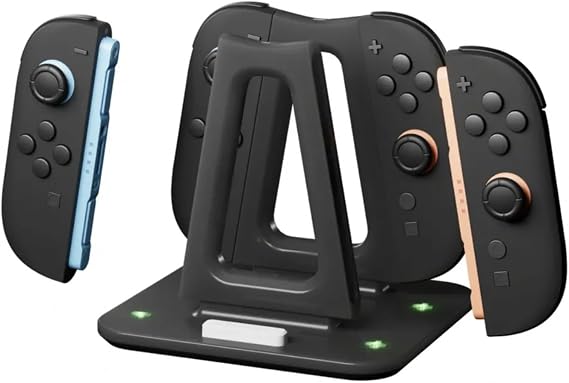 GENKI Dual Wield Joycon 2 Charging Station Compatible with Nintendo Switch 2 Controllers, with Wired Charging Delta Grips, 4-Port Magnetic Charging, USB-C Fast Charging & LED Indicators