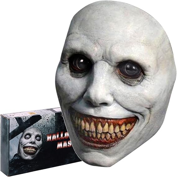 Halloween Adult Realistic Latex Full Face Smiling Demon Mask - Scary Horror Creepy Costume Party Prop (1 PC)