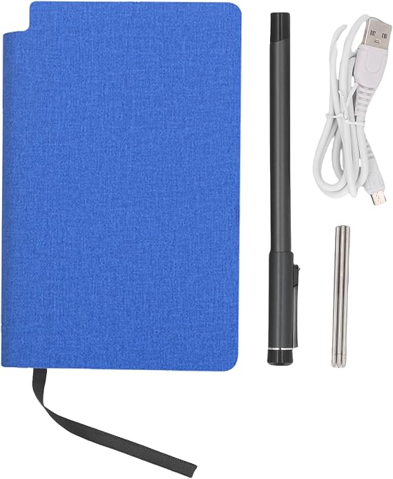 Digital Notebook with Pen, Smart Electronic Writing Pad, OCR Text Recognition for Phone & Tablet, Linen Texture, Blue