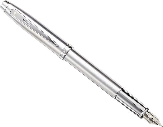 Sheaffer 100 Brushed Chrome Fountain Pen with Chrome Trim and Fine Nib