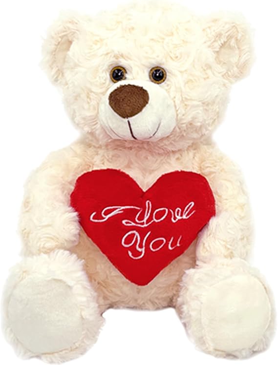 White Plush Teddy Bear with Red Heart I Love You 12 Cute Small Teddy Bear Soft Stuffed Animal Plush Doll for Valentines Wedding Anniversary Birthday Gift for Kids Girls Girlfriend Wife Mom