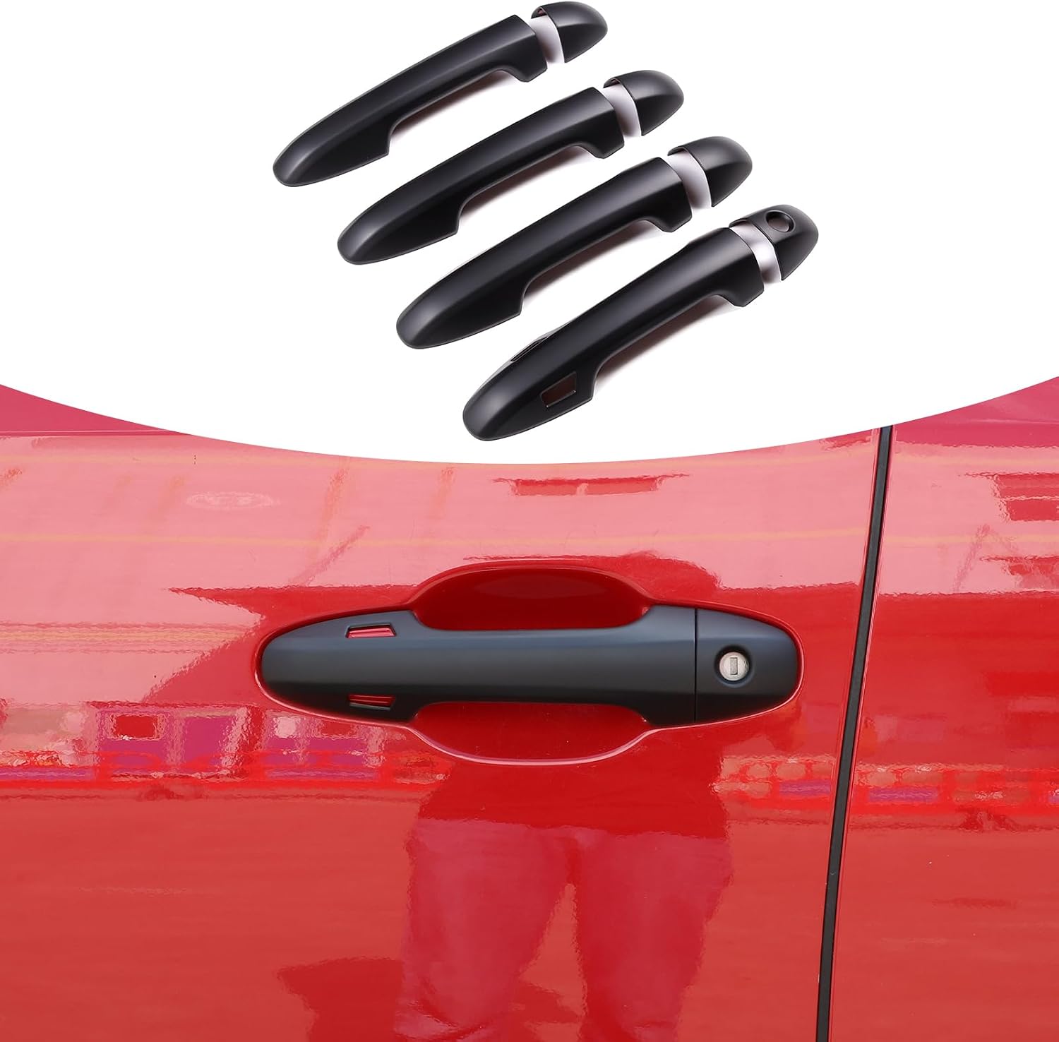 LLKUANG Car Outer Door Handle Decoration Cover Trim Compatible with Toyota Tacoma 2015-2022 ABS Door Handle Protection Molding Strip Exterior Accessories Matte Black