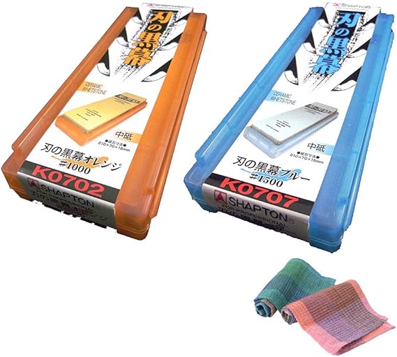 Shapton Pro Sharpening Stones #1000, #1500, Kitchen Cloth