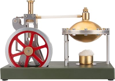 ENGINEDIY DIY Retro Steam Engine Model Kit, Vertical Steam Engine Model with Spherical Boiler Support and Additional Load Metal Engine Model Kits for Adults to Build