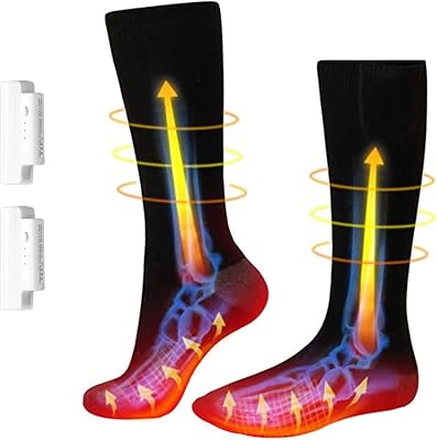 Heated Socks for Men Women, 2200mAh Rechargeable Battery Winter Heating Electric Socks Camping Foot Warmer Washable Thermal Socks for Winter Skiing Hunting Camping