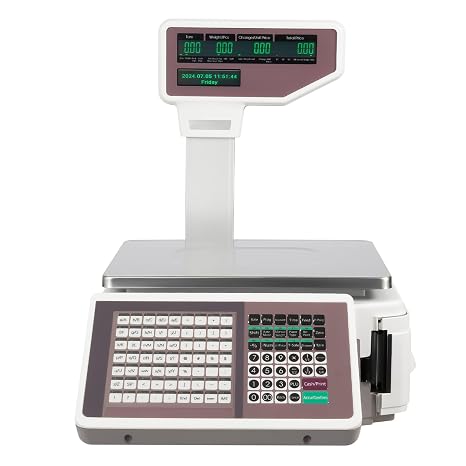 Electronic Price Computing Scale 66 LB Digital Deli Meat Food Computing Retail Price Scale, Label Printing Scale with TD Printer for Deli Farmers Markets Restaurants
