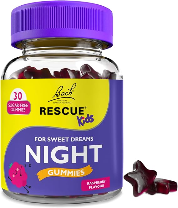 RESCUE Kids Night Gummies Raspberry | Sugar Free Bedtime Support for Children | Bach Original Flower Essences | 30 Vegan Gummies