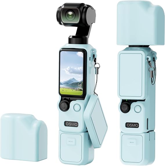 Silicone Case for DJI Osmo Pocket 4 Accessories, Pocket 4 Cover Case | Lightweight Silicone Grip Cover with Heat Dissipation, Precision Fit, Anti-Scratch Camera Protection, Blue