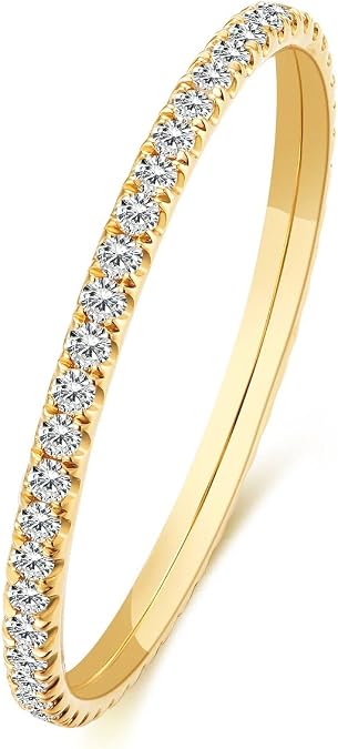 14k Solid Gold Petite Full Diamond Eternity Band Ring for women, 0.32~0.36ct,DEF VS~VVS,Wedding,No fading, No allergies,Lab grown Diamond