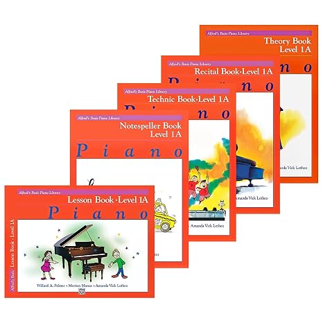 Alfred's Basic Piano Library: Level 1A Books Set (5 Books) - Lesson 1A, Theory 1A, Technic 1A, Recital 1A, Notespeller 1A