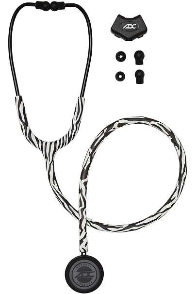 ADC Adscope 603 Clinician Stethoscope with Tunable AFD Technology, 31 inch Length, Zebra Tactical
