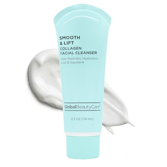 Global Beauty Care Smooth & Lift Collagen Facial Cleanser - Hydrating Face Wash to Support Firm-Looking Skin with Peptides, Hyaluronic Acid & Squalane, Gentle Daily Cleanser, 2.5 fl oz (1-Pack)