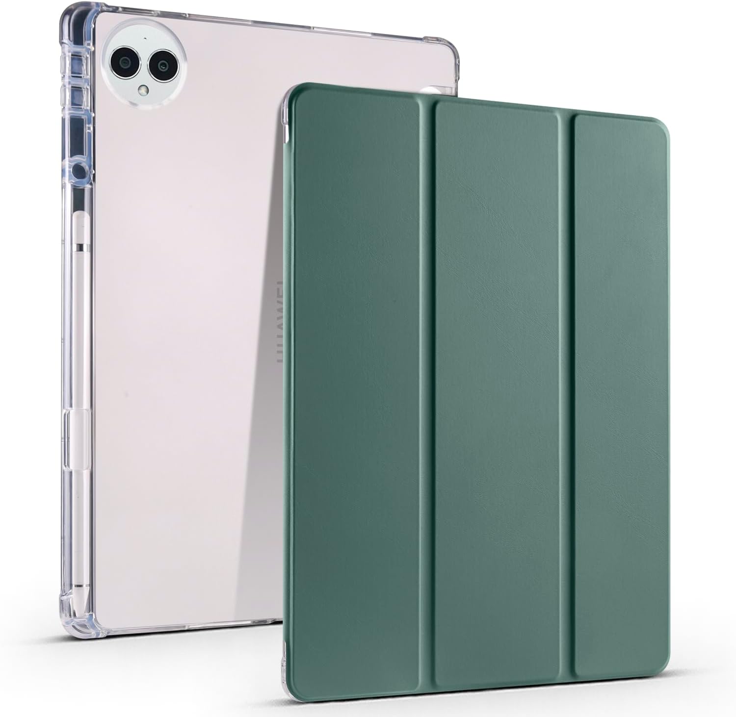 Huawei Matepad Pro 12.2インチ 2024 用 完全保護 透明 バックスタンドケース ペンホルダー 耐衝撃スタンドケースカバー 自動ウェイク/スリープ機能付き グリーン