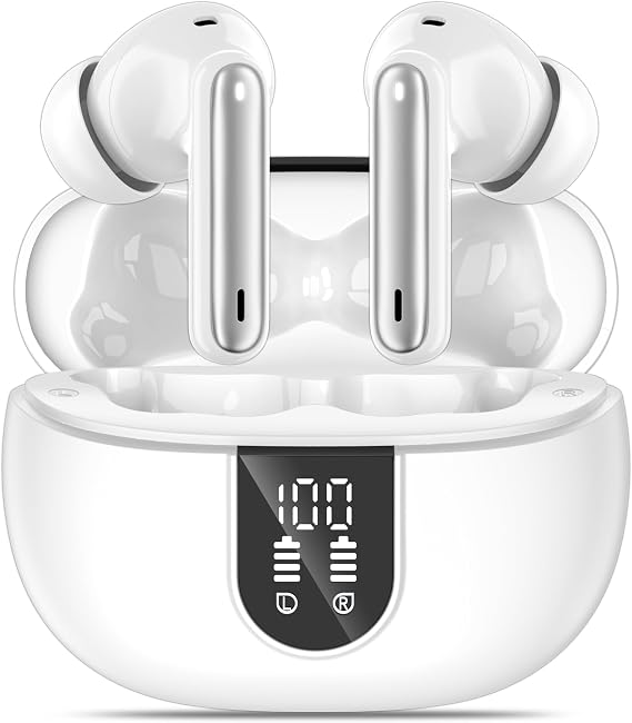 Kablosuz Kulaklıklar, Bluetooth 5.3 Kulaklıklar 40 Saat Çalma Süresi Derin Bas Stereo Kulak İçi Kulaklık, LED Güç Ekranı, Mikrofonlu Çağrı Gürültü Önleyici Kulaklıklar, IP7 Su Geçirmez Kulaklıklar