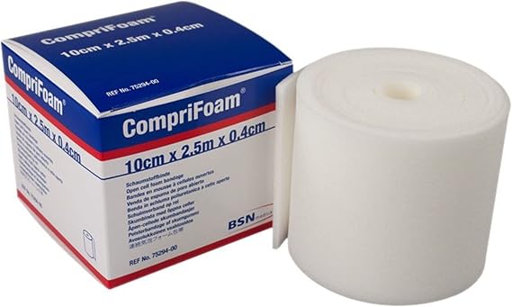 Comprifoam Bandage 10 cm (3.9 in.) X 2.5 meters X 0.4 cm/White/