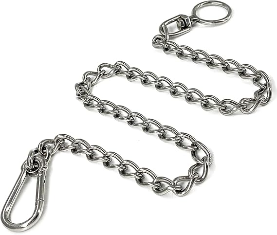 Dog Chain Leash 304 Stainless Steel - Heavy Duty Metal Short Lead with Extension & Coupler (20in x 2.5mm)
