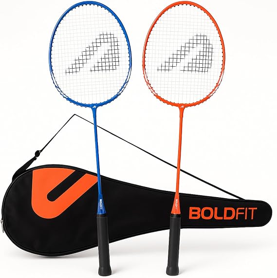Boldfit Aluminium Badminton Racket with Full Pocket, Lightweight Shuttle Racket with Wide Face - Blue