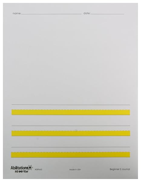 Abilitations - 89665 Integrations Hi-Write Journal Paper - Beginner 2 Paper - 100 Pack, Yellow/White