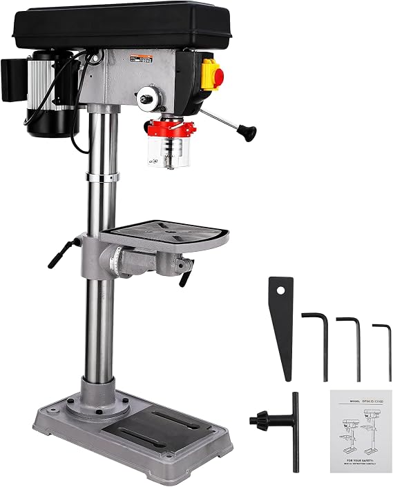 13 in Benchtop Drill Press, 7.5 Amp 120V Pure Copper Motor, 288-3084 RPM Variable Speed Cast Iron Bench Drill Press, 0-45Tilting Worktable, Tabletop Drilling Machine for Wood Metal