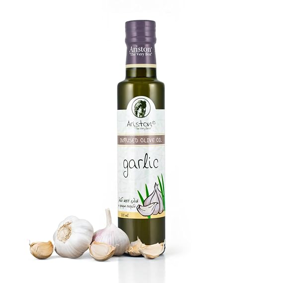 Ariston Organic Greek Olive Oil Extra Virgin, Garlic Infused, 8.45 Fl Oz