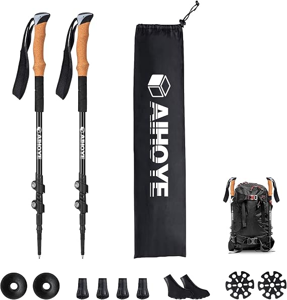 Aihoye Trekking Hiking Poles-2 Pack Lightweight Aluminum 7075 Walking Stick