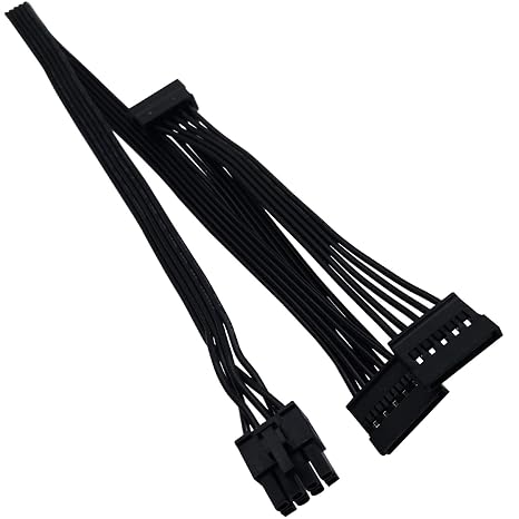 COMeap SATA Cable for Cougar Thermaltake Game Demon Semi Modular PSUs, CPU 8 Pin to 3X 15 Pin SATA Hard Drive Power Adapter Splitter 20-in(50cm)