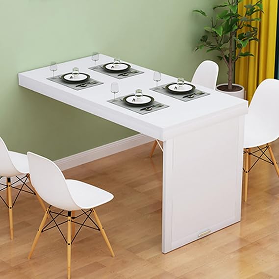 Folding Dining Table Laundry Table Wall Mounted Fold Up Convertible Desk MDF Floating Desk Computer Table Drop-Leaf Desk Workbench Space Saving for Office, Bedroom, Kitchen, Living Room