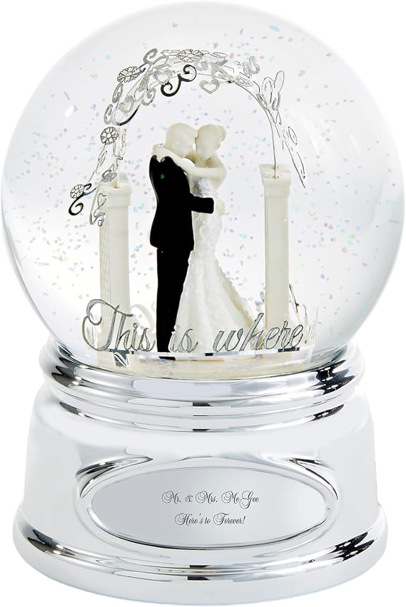 Things Remembered Engraved Wedding Couple Musical Snow Globe (Free Customization), Plays Mendelssohn's Wedding Music, Beautiful Wedding or Anniverary Gift