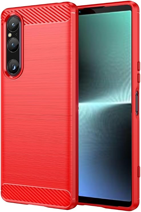 for Sony Xperia 1 V Phone Case,Shock TPU Rubber Red 6.5"