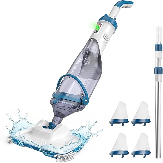 Enhulk PC15 Pool Vacuum, Upgraded 13.4" Wide Head & Telescopic Pole