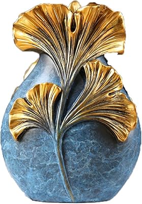 INUUXLG Elegant Flower Vases Decorative,Hand-Painted Vase,Decorative Modern Floral Vase for Home Decor,Idea Gift Vase for Table,Centerpieces,Living Room, Office,Ginkgo Leaf Shape
