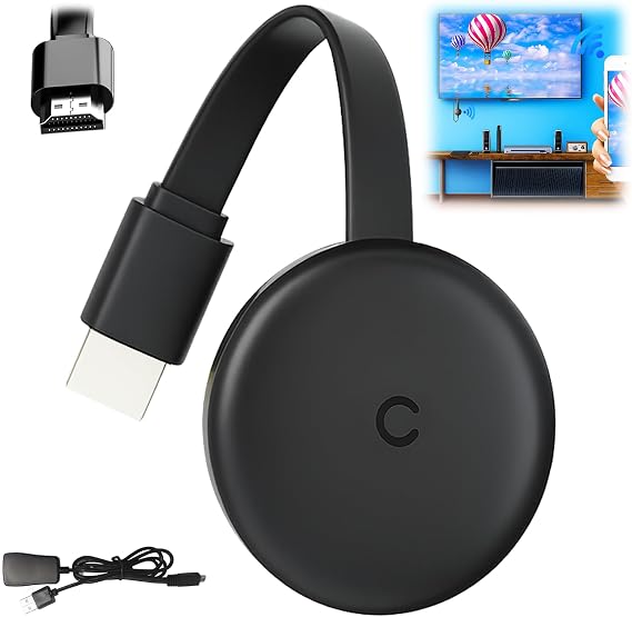 Chromecast Device for Tv, 3 in 1 Miracast Dongle, 2.4/5G Dual Band WiFi Dongle for TV Support Airplay/Miracast/DLNA for Android/Windows/iOS/Mac OS, Plug and Play
