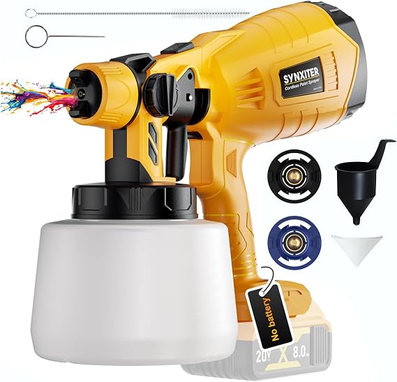 Paint Sprayer for Dewalt Battery-20V MAX HVLP Paint Gun with Brushless Motor and Copper Nozzle,Easy to Clean,Cordless Paint Sprayer for Home Interior and Exterior,House Painting(No Battery)