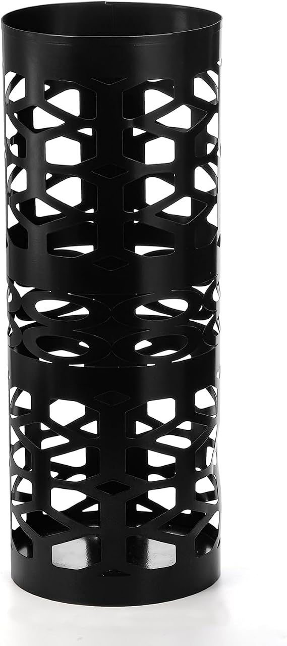 Umbrella Stand, Black Metal Umbrella Holder Freestanding, Cane Walk Stick Holder, Round Umbrella Rack for Entryway, Home, Office, 5.9 x 5.9 x 15.7 Inches