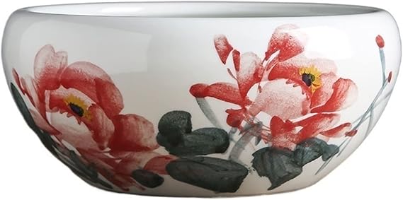 Flower Pot Plant Containers Hand-Painted Ceramic Flower Pots Water Lily Bowl Hydroponic Green Plant Pots Fish Tank (no Holes) Simple Planter (Color : B, Size : Small)